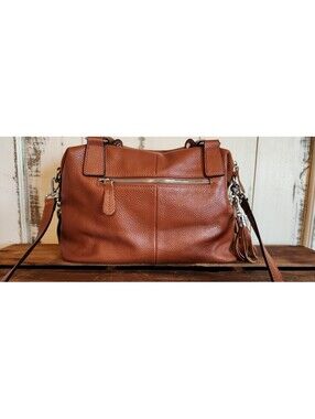NWOT Heshe Women's Satchel Sorrel Color Leather Shoulder Bag/Handbag